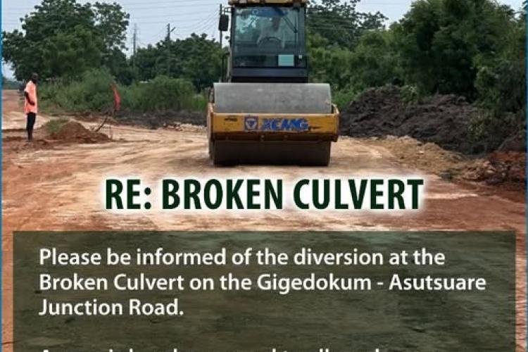 Public is hereby informed the Gigedokum-Asutsuare junction road is opened to all road users..
