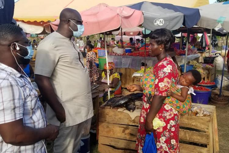 Hon-Daniel Teye Akuffo working visit to Dodowa Market, Dodowa